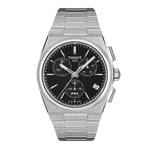 Tissot Prx T137.417.11.051.00 Quartz Χρονογράφος Ανοξείδωτο ατσάλι Μπρασελέ Μαύρο χρώμα καντράν