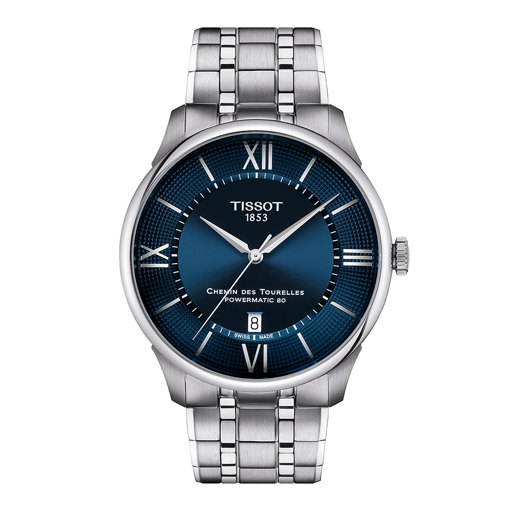 Tissot Chemin Des Tourelles Powermatic 80 T139.407.11.048.00 Ανοξείδωτο ατσάλι Μπρασελέ Μπλε χρώμα καντράν
