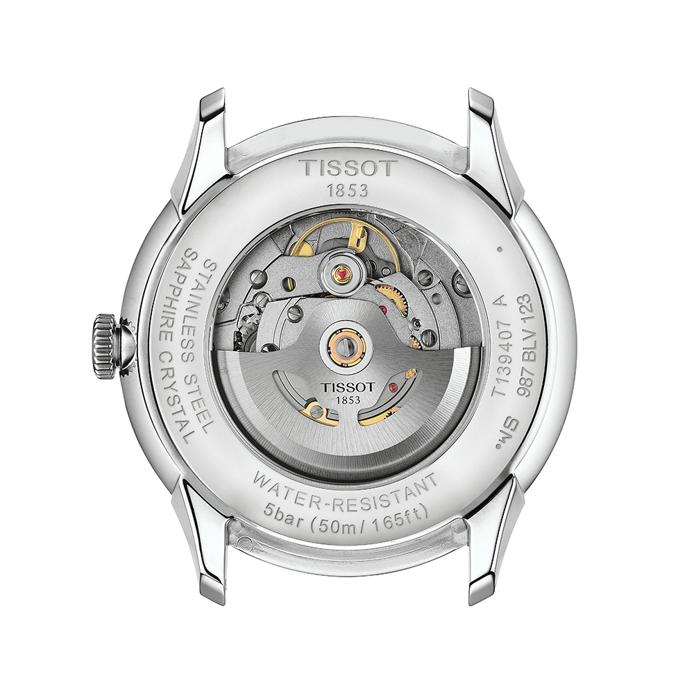 Tissot Chemin Des Tourelles Powermatic 80 T139.407.11.068.00 Ανοξείδωτο ατσάλι Μπρασελέ Μαύρο  χρώμα καντράν
