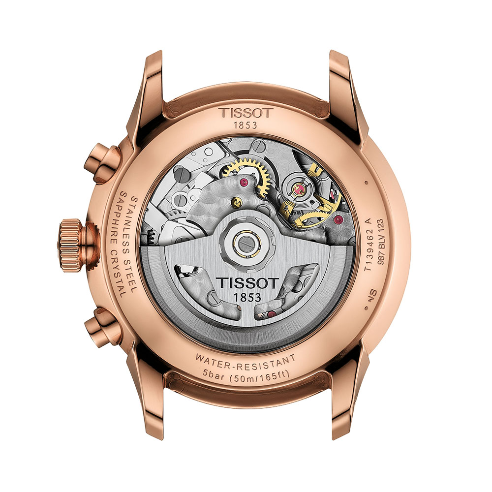 Tissot Chemin Des Tourelles Automatic Chronograph T139.462.36.298.00 Επιχρυσωμένο ανοξείδωτο ατσάλι Καφέ ανάγλυφο δερμάτινο λουρί καφέ χρώμα καντράν