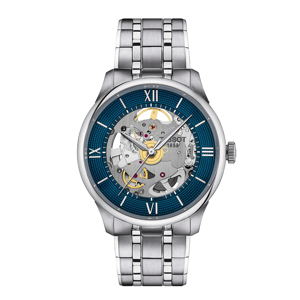 Tissot Chemin Des Tourelles Squelette T139.836.11.048.00 Αυτόματο Ανοξείδωτο ατσάλι Μπρασελέ Μπλε χρώμα καντράν