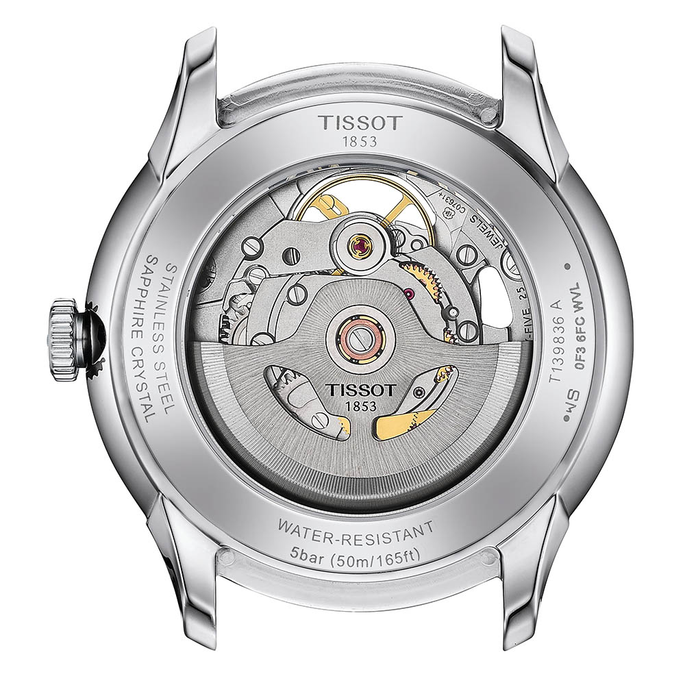 Tissot Chemin Des Tourelles Squelette T139.836.16.261.00 Αυτόματο Ανοξείδωτο ατσάλι Μπεζ δερμάτινο λουρί Ιβουάρ χρώμα καντράν