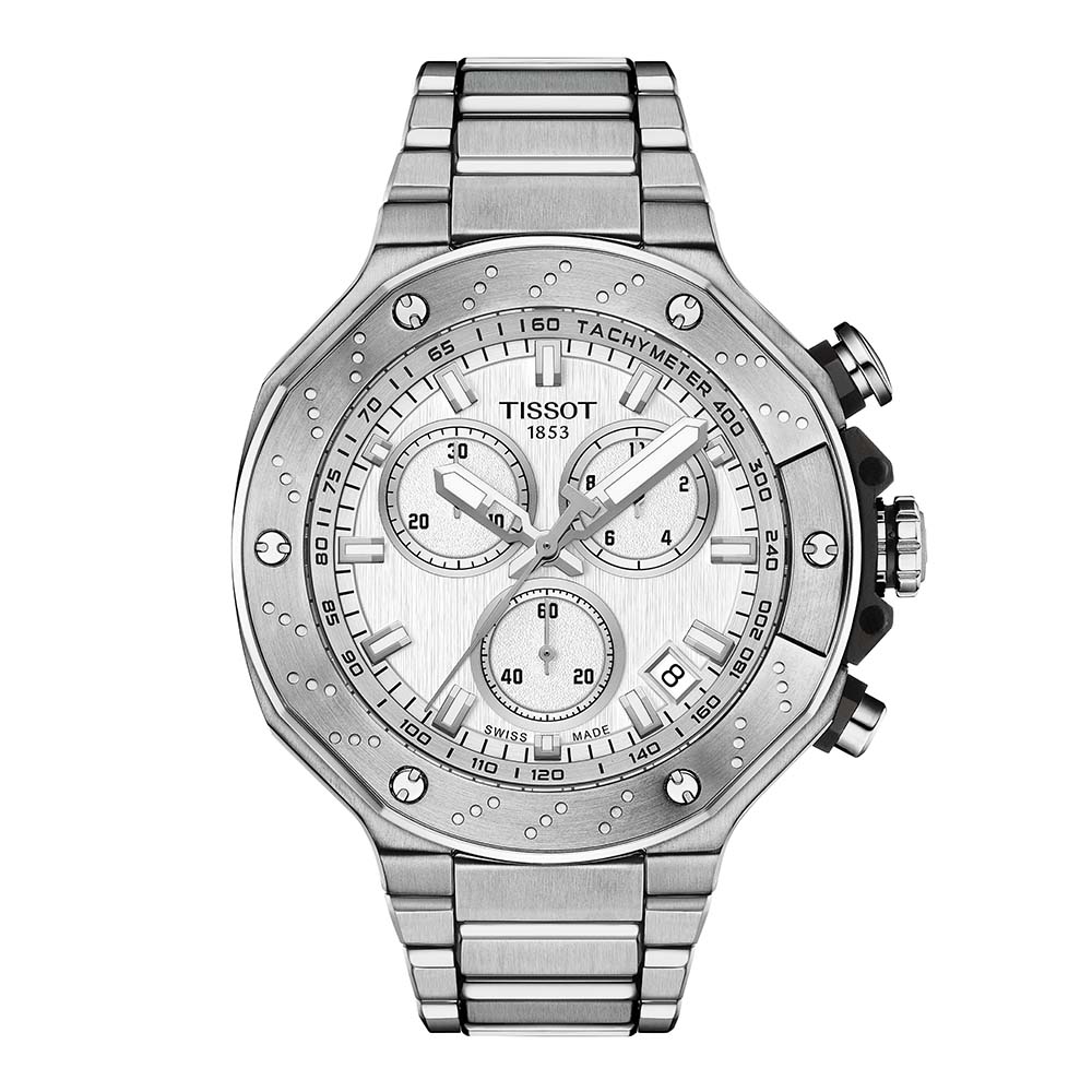 Tissot T-Race Chronograph T141.417.11.031.00 Quartz Χρονογράφος Ανοξείδωτο ατσάλι Μπρασελέ Ασημί χρώμα καντράν