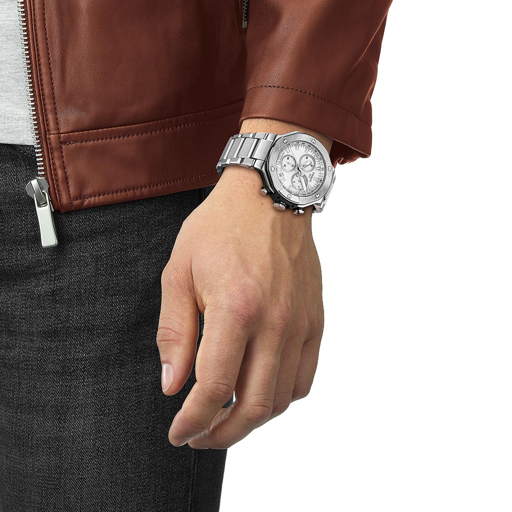 Tissot T-Race Chronograph T141.417.11.031.00 Quartz Χρονογράφος Ανοξείδωτο ατσάλι Μπρασελέ Ασημί χρώμα καντράν