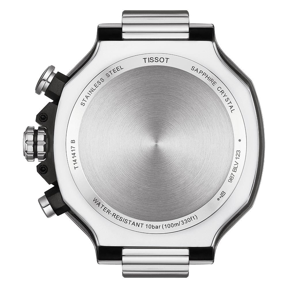 Tissot T-Race Chronograph T141.417.11.051.01 Quartz Χρονογράφος Ανοξείδωτο ατσάλι Μπρασελέ Μαύρο χρώμα καντράν