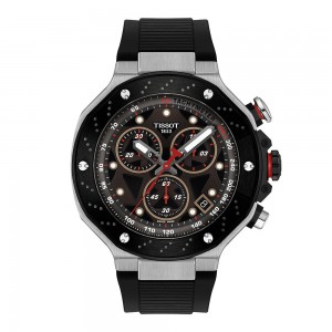 Tissot T-Race Moto GP Quartz Chronograph T141.417.27.081.00 Ιονισμένο ανοξείδωτο ατσάλι Μαύρο καουτσούκ λουρί Σκούρο γκρι χρώμα καντράν