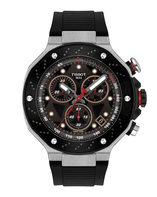 Tissot T-Race Moto GP Quartz Chronograph T141.417.27.081.00 Ιονισμένο ανοξείδωτο ατσάλι Μαύρο καουτσούκ λουρί Σκούρο γκρι χρώμα καντράν
