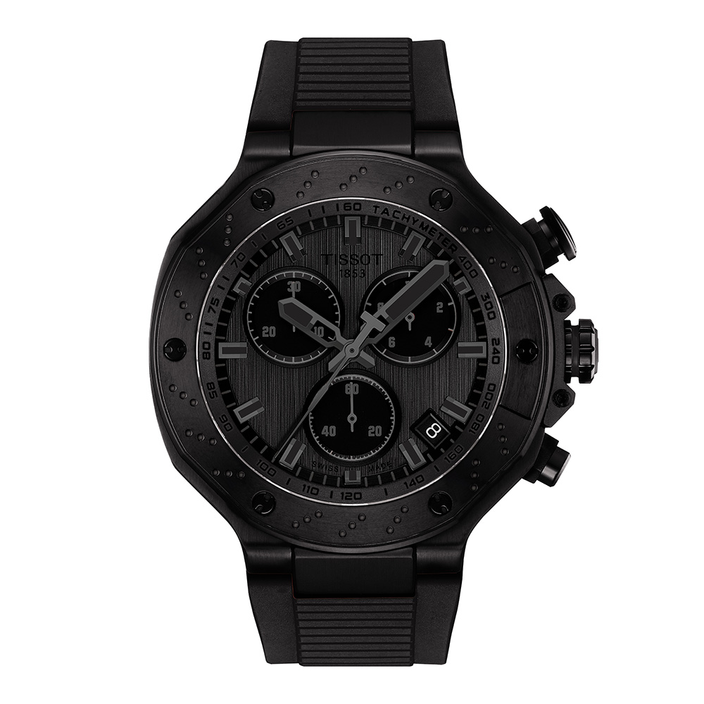 Tissot T-Race Quartz Chronograph T141.417.37.061.00 Ιονισμένο ανοξείδωτο ατσάλι Μαύρο καουτσούκ λουρί Σκούρο γκρι χρώμα καντράν