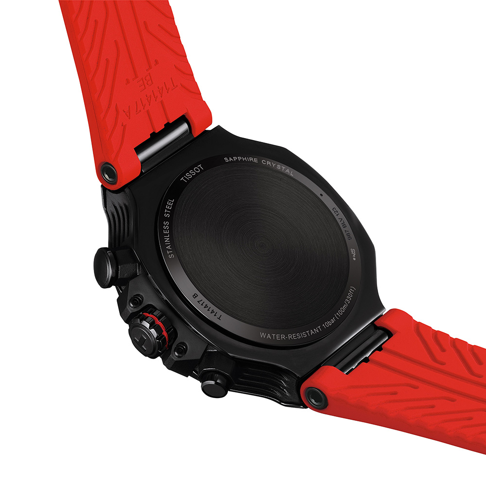 Tissot T-Race Quartz Chronograph T141.417.37.061.01 Ιονισμένο ανοξείδωτο ατσάλι Κόκκινο καουτσούκ λουρί Σκούρο γκρι χρώμα καντράν