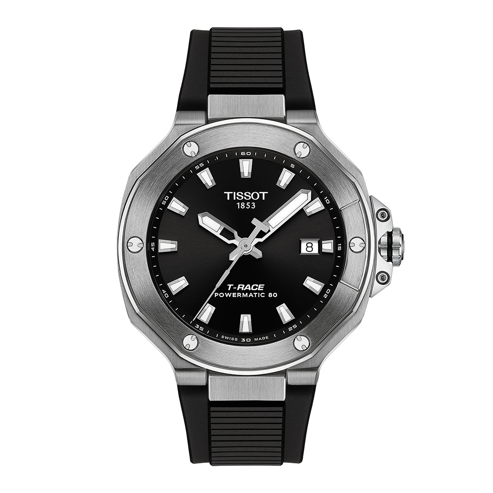 Tissot T-Race Powermatic 80 40MM T141.807.17.051.00 Ανοξείδωτο ατσάλι Μαύρο καουτσούκ λουρί Μαύρο χρώμα καντράν
