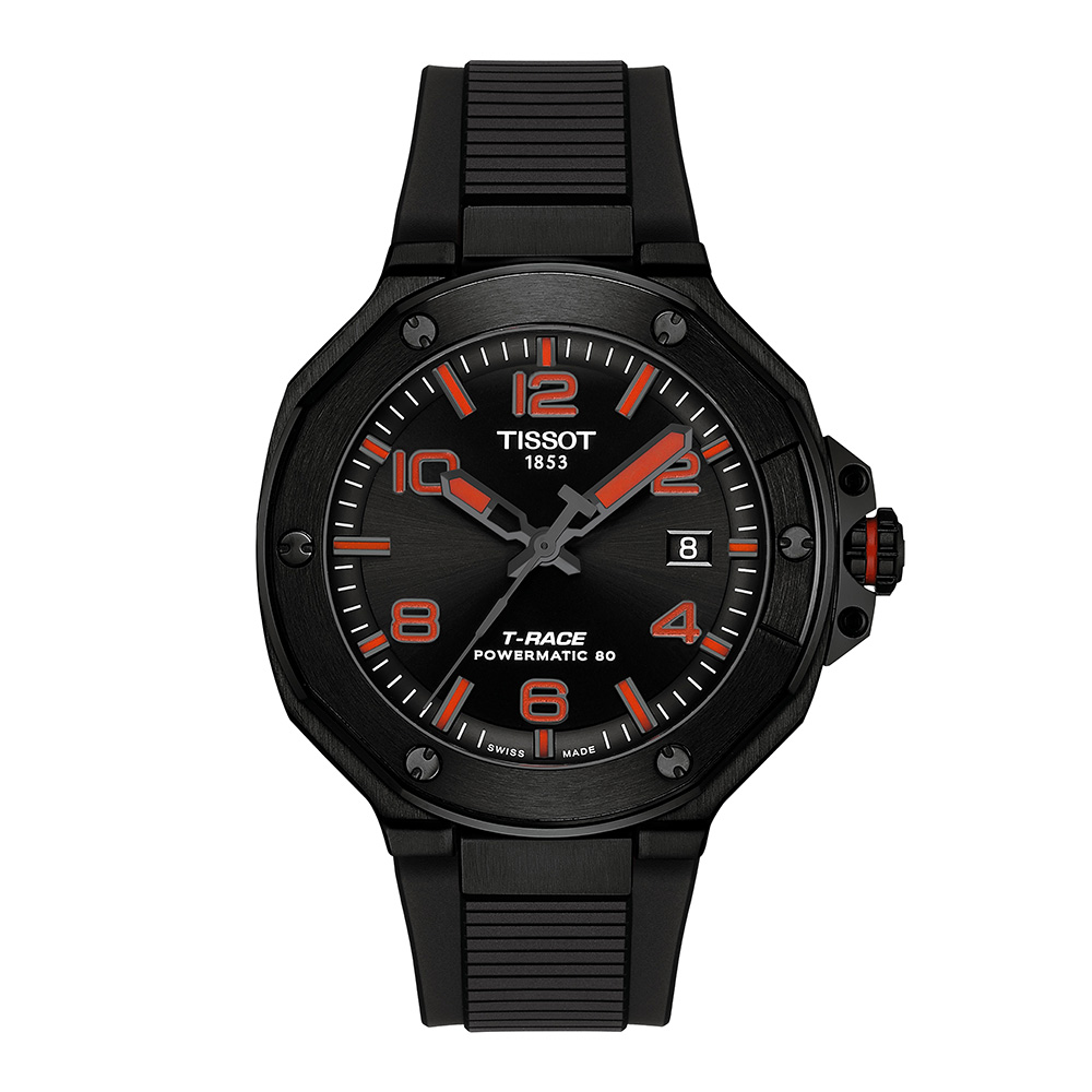 Tissot T-Race Powermatic 80 40MM T141.807.37.057.00 Ιονισμένο ανοξείδωτο ατσάλι Μαύρο καουτσούκ λουρί Μαύρο χρώμα καντράν