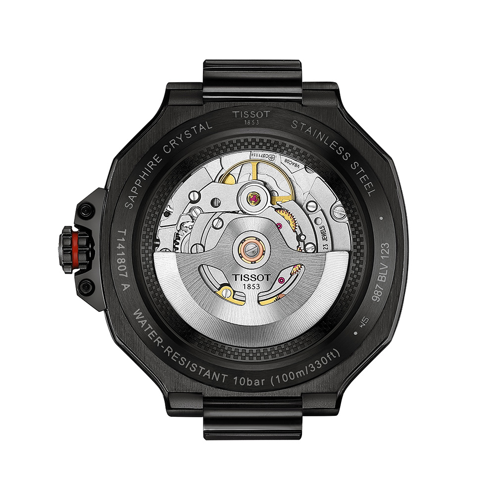 Tissot T-Race Powermatic 80 40MM T141.807.37.057.00 Ιονισμένο ανοξείδωτο ατσάλι Μαύρο καουτσούκ λουρί Μαύρο χρώμα καντράν