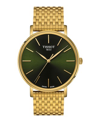 Tissot Everytime 40MM T143.410.33.091.00 Quartz Επιχρυσωμένο ανοξείδωτο ατσάλι Μπρασελέ millanese Πράσινο χρώμα καντράν