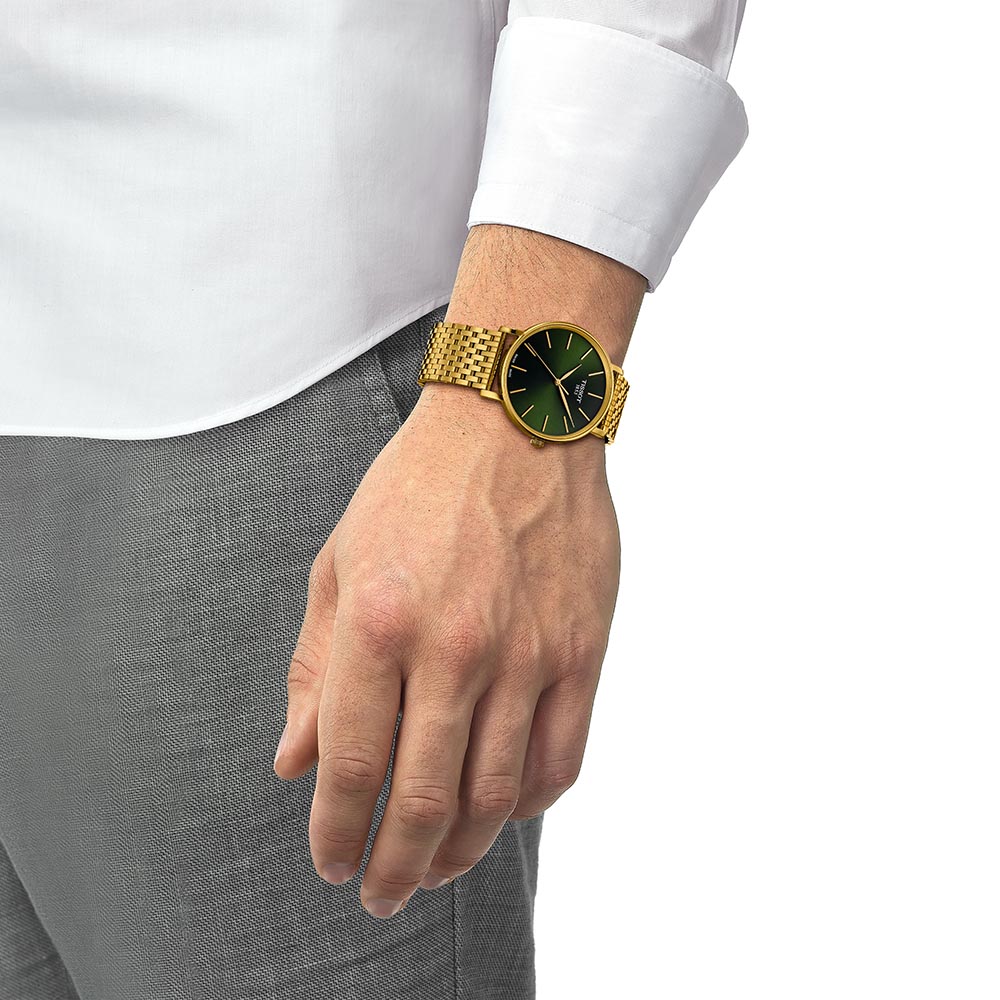 Tissot Everytime 40MM T143.410.33.091.00 Quartz Επιχρυσωμένο ανοξείδωτο ατσάλι Μπρασελέ millanese Πράσινο χρώμα καντράν