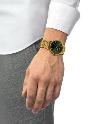 Tissot Everytime 40MM T143.410.33.091.00 Quartz Επιχρυσωμένο ανοξείδωτο ατσάλι Μπρασελέ millanese Πράσινο χρώμα καντράν