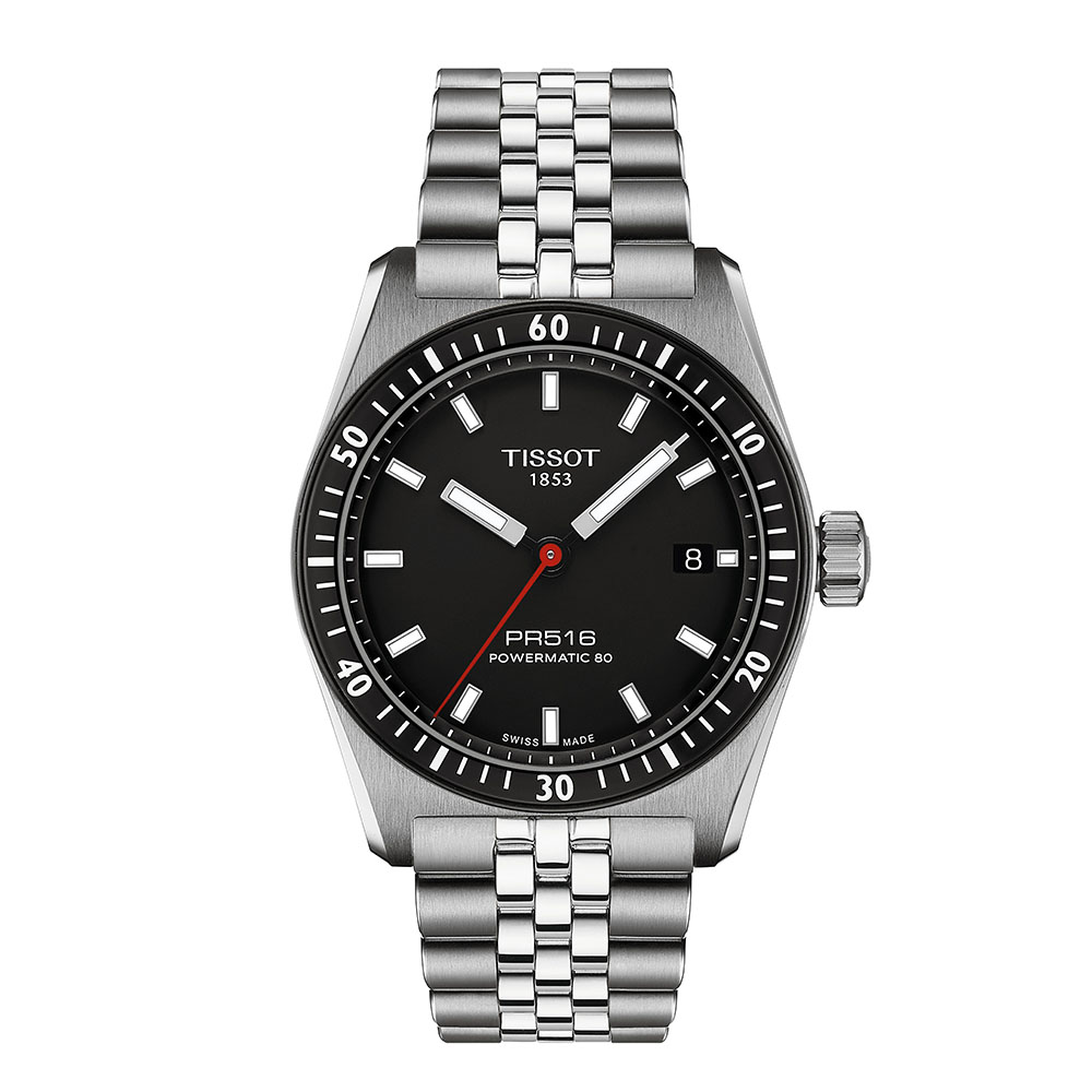 Tissot PR516 Powermatic 80 T149.407.11.051.00 Αυτόματο Ανοξείδωτο ατσάλι Μπρασελέ Μα΄ύρο χρώμα καντράν