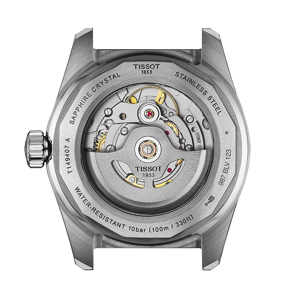 Tissot PR516 Powermatic 80 T149.407.16.051.00 Αυτόματο Ανοξείδωτο ατσάλι Καφέ δερμάτινο λουρί Μαύρο χρώμα καντράν