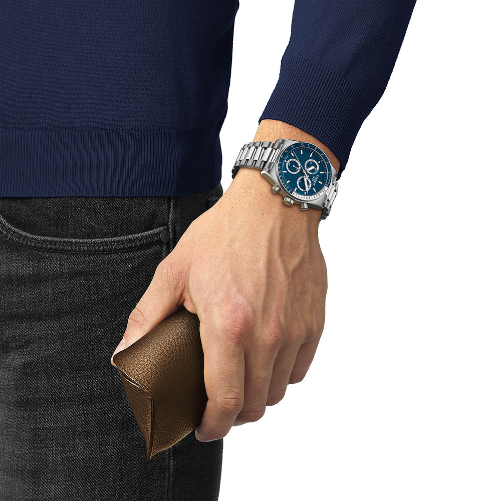 Tissot PR516 Chronograph T149.417.11.041.00 Quartz Χρονογράφος Ανοξείδωτο ατσάλι Μπρασελέ Μπλε χρώμα καντράν