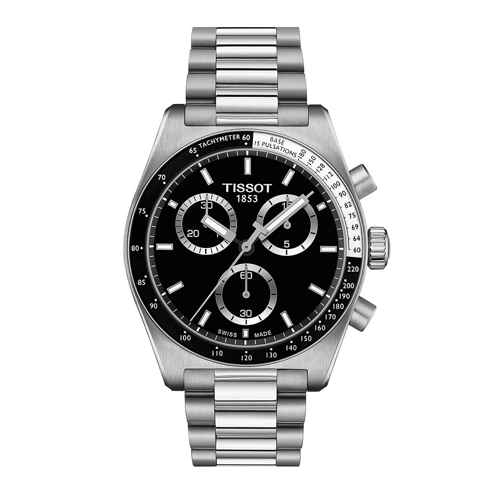 Tissot PR516 Chronograph T149.417.11.051.00 Quartz Χρονογράφος Ανοξείδωτο ατσάλι Μπρασελέ Μα΄ύρο χρώμα καντράν