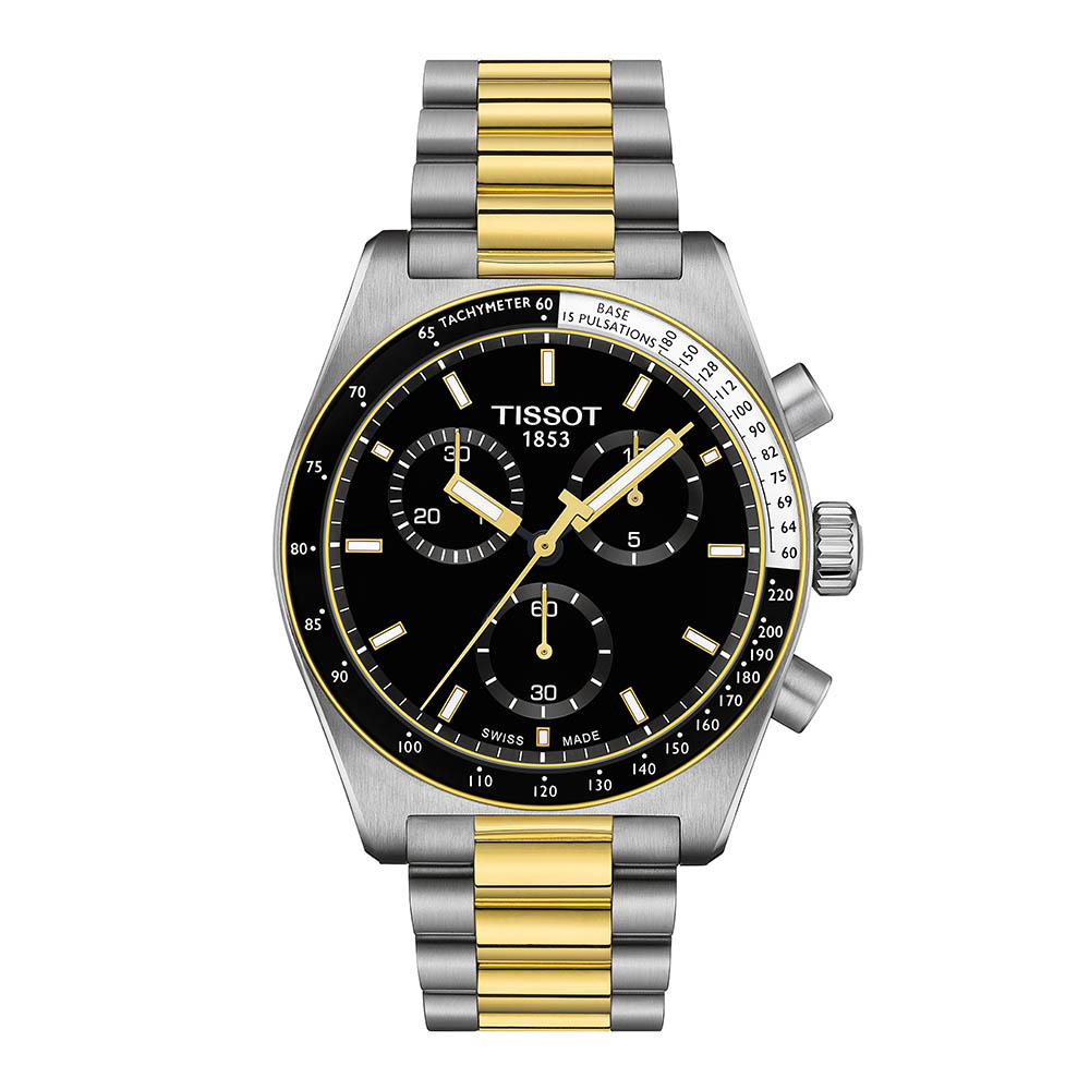 Tissot PR516 Chronograph T149.417.22.051.00 Quartz Χρονογράφος Ανοξείδωτο ατσάλι Διμεταλλικό μπρασελέ Μαύρο χρώμα καντράν