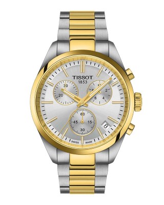 Tissot PR 100 Chronograph T150.417.22.031.00 Quartz Χρονογράφος Ανοξείδωτο ατσάλι Διμεταλίκό μπρασελέ Ασημί χρώμα καντράν