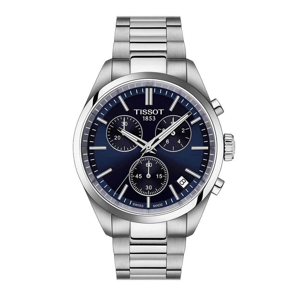 Tissot PR 100 Chronograph T150.417.11.041.00 Quartz Χρονογράφος Ανοξείδωτο ατσάλι Μπρασελέ Μπλε χρώμα καντράν