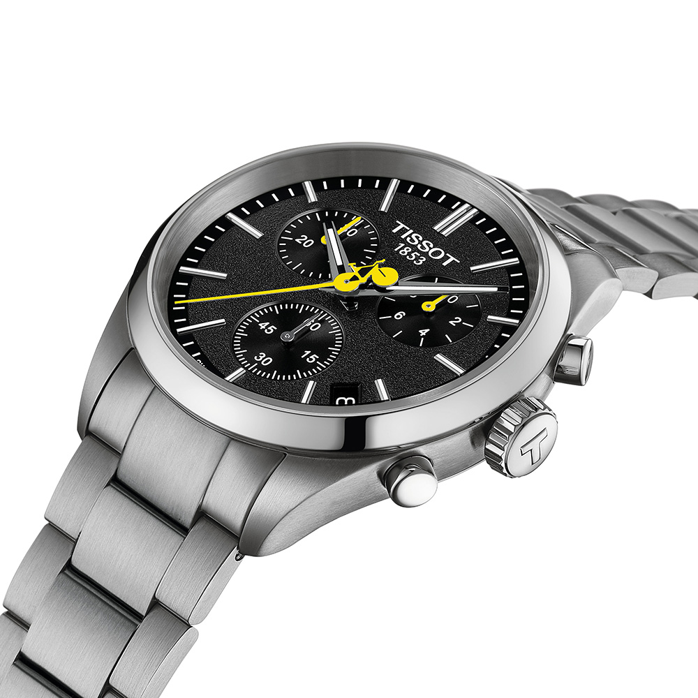 Tissot PR 100 Tour De France T150.417.11.051.00 Quartz Χρονογράφος Ανοξείδωτο ατσάλι Μπρασελέ Μαύρο χρώμα καντράν