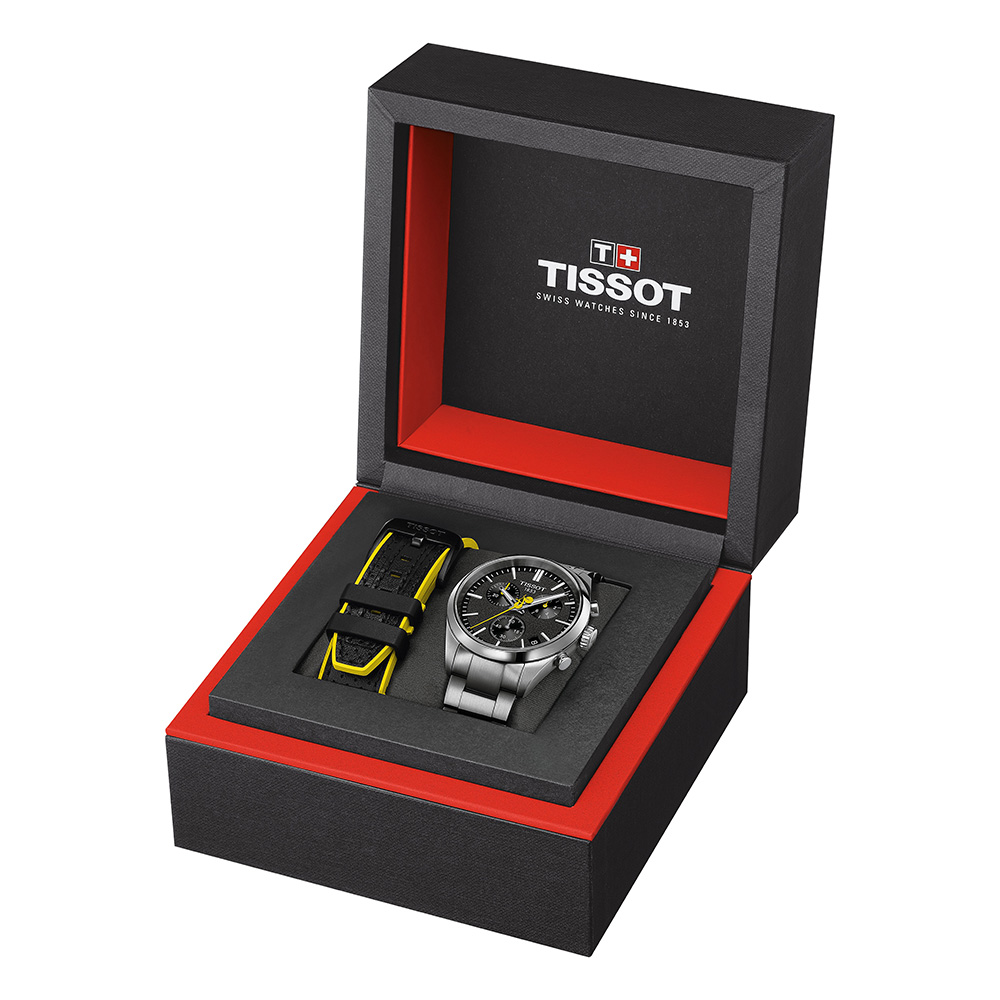 Tissot PR 100 Tour De France T150.417.11.051.00 Quartz Χρονογράφος Ανοξείδωτο ατσάλι Μπρασελέ Μαύρο χρώμα καντράν