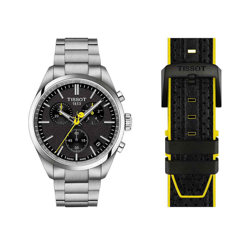 Tissot PR 100 Tour De France T150.417.11.051.00 Quartz Χρονογράφος Ανοξείδωτο ατσάλι Μπρασελέ Μαύρο χρώμα καντράν