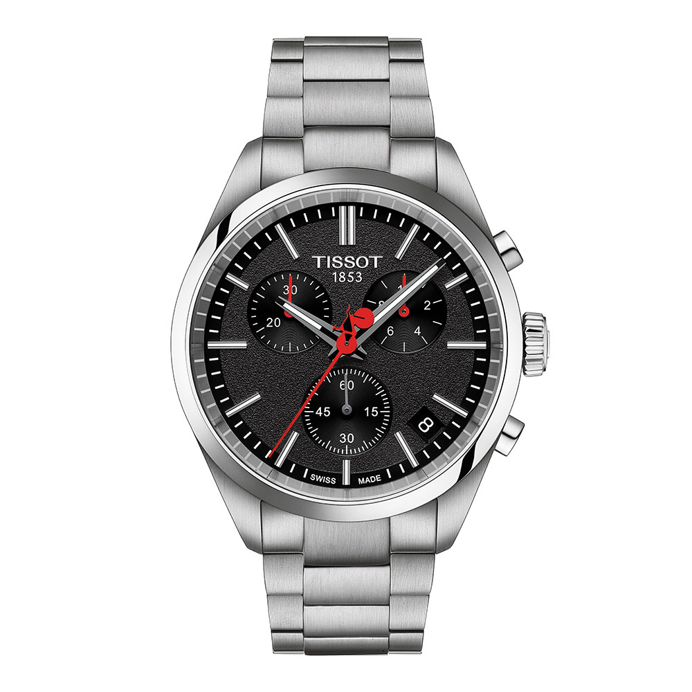 Tissot PR 100 Vuelta T150.417.11.051.01 Quartz Χρονογράφος Ανοξείδωτο ατσάλι Μπρασελέ Μαύρο χρώμα καντράν