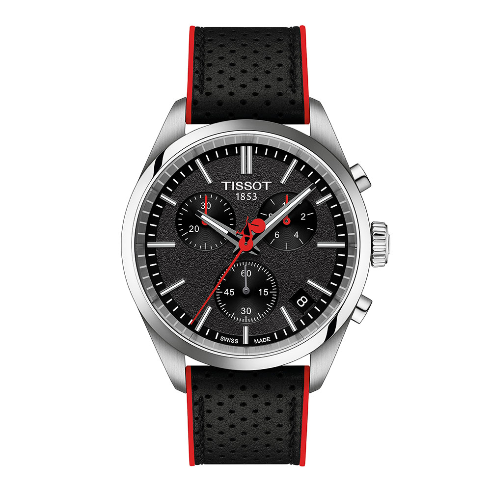 Tissot PR 100 Vuelta T150.417.11.051.01 Quartz Χρονογράφος Ανοξείδωτο ατσάλι Μπρασελέ Μαύρο χρώμα καντράν