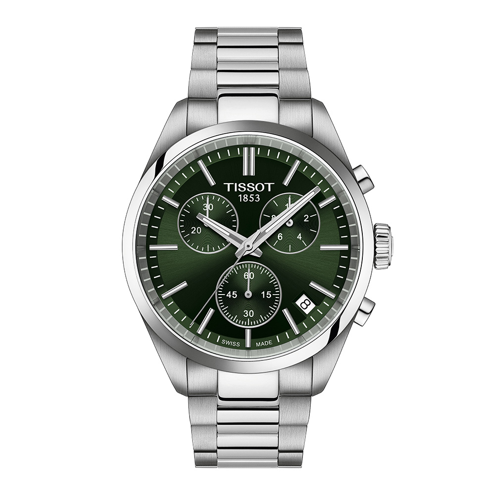 Tissot PR 100 Chronograph T150.417.11.091.00 Quartz Χρονογράφος Ανοξείδωτο ατσάλι Μπρασελέ Πράσινο χρώμα καντράν