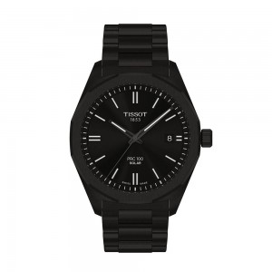 Tissot PRC 100 Solar Quartz 39mm T151.422.33.051.00 Ιονισμένο Ανοξείδωτο ατσάλι Μπρασελέ Μαύρο χρώμα καντράν