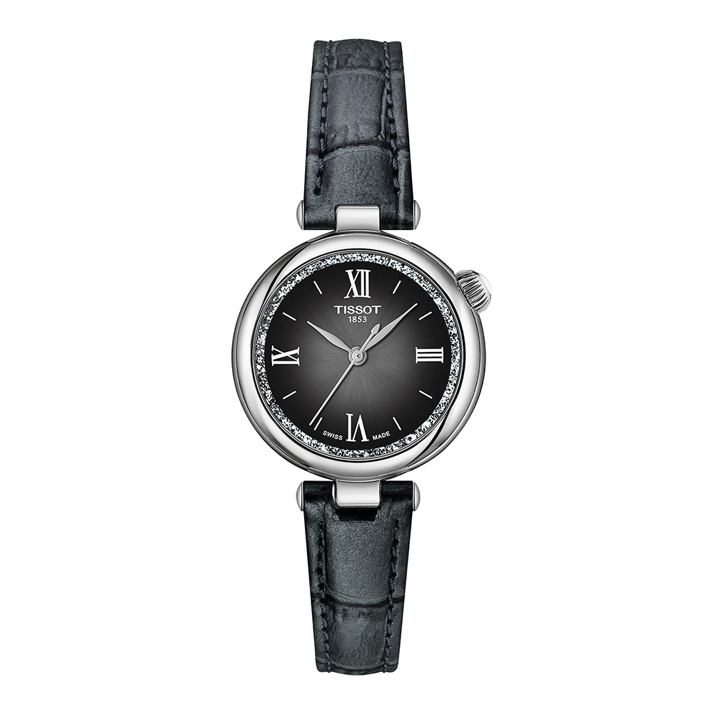 Tissot Desir T152.010.16.038.00 Quartz Ανοξείδωτο ατσάλι Μαύρο δερμάτινο λουρί Μαύρο χρώμα καντράν
