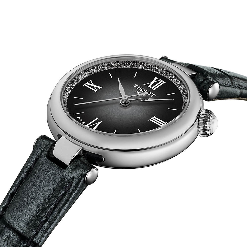 Tissot Desir T152.010.16.038.00 Quartz Ανοξείδωτο ατσάλι Μαύρο δερμάτινο λουρί Μαύρο χρώμα καντράν