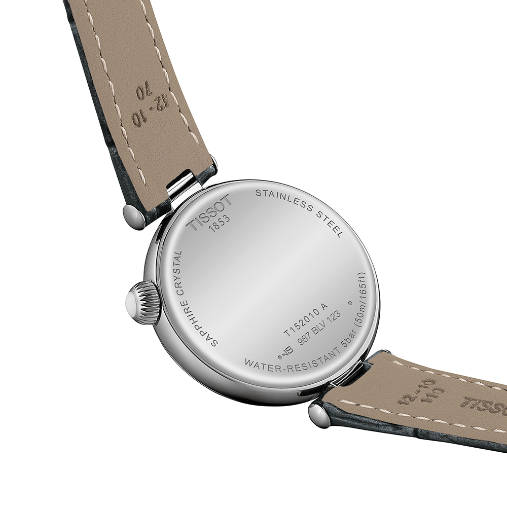 Tissot Desir T152.010.16.038.00 Quartz Ανοξείδωτο ατσάλι Μαύρο δερμάτινο λουρί Μαύρο χρώμα καντράν