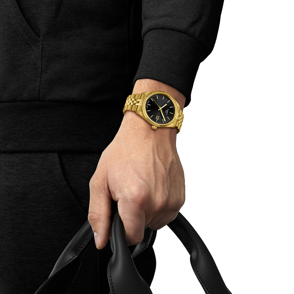 Tissot Ballade 40MM T156.410.33.051.00 Quartz Επιχρυσωμένο Ανοξείδωτο ατσάλι Μπρασελέ Μαύρο χρώμα καντράν