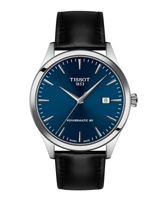Tissot Classic Dream 40mm T158.407.16.041.00 Αυτόματο Ανοξείδωτο ατσάλι Μαύρο δερμάτινο λουρί Μπλε χρώμα καντράν