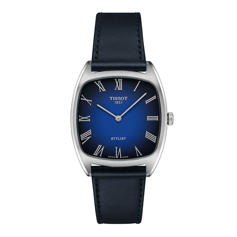 Tissot Stylist T159.909.16.043.00 Quartz Ανοξείδωτο ατσάλι Μπλε δερμάτινο λουρί Μπλε χρώμα καντράν Λατινική αρίθμιση