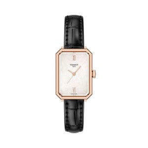 Tissot Srv 30MM T160.110.36.113.00 Quartz Ανοξείδωτο ατσάλι Μαύρο δερμάτινο λουρί Λευκό φίλντισι χρώμα καντράν Επιχρυσωμ΄ένη στεφάνη