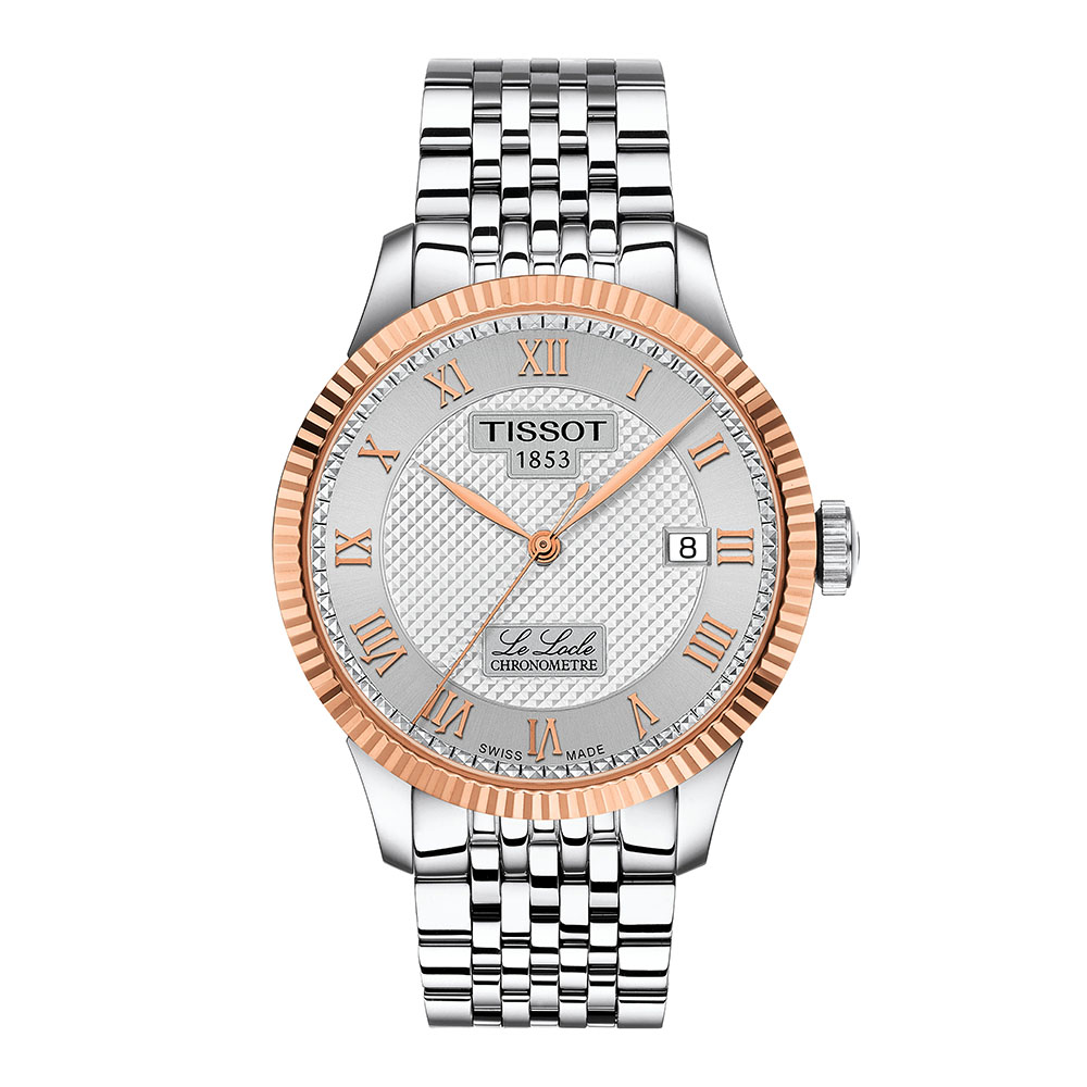 Tissot Le Locle Cosc 39MM 18k Gold bezel T932.408.41.033.00 Αυτόματο Ανοξείδωτο ατσάλι Μπρασελέ Ασημί χρώμα καντράν Λατινική αρίθμηση