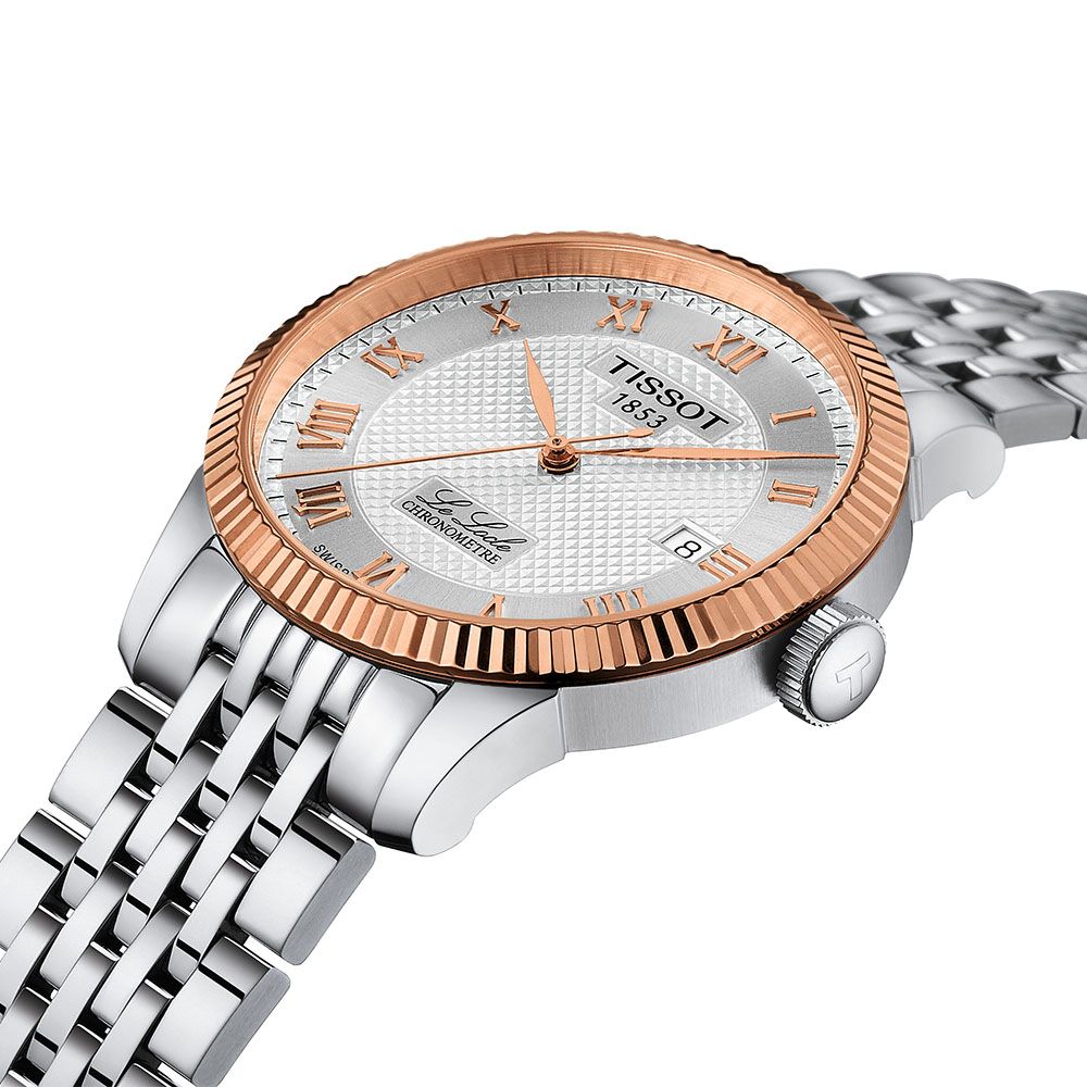 Tissot Le Locle Cosc 39MM 18k Gold bezel T932.408.41.033.00 Αυτόματο Ανοξείδωτο ατσάλι Μπρασελέ Ασημί χρώμα καντράν Λατινική αρίθμηση