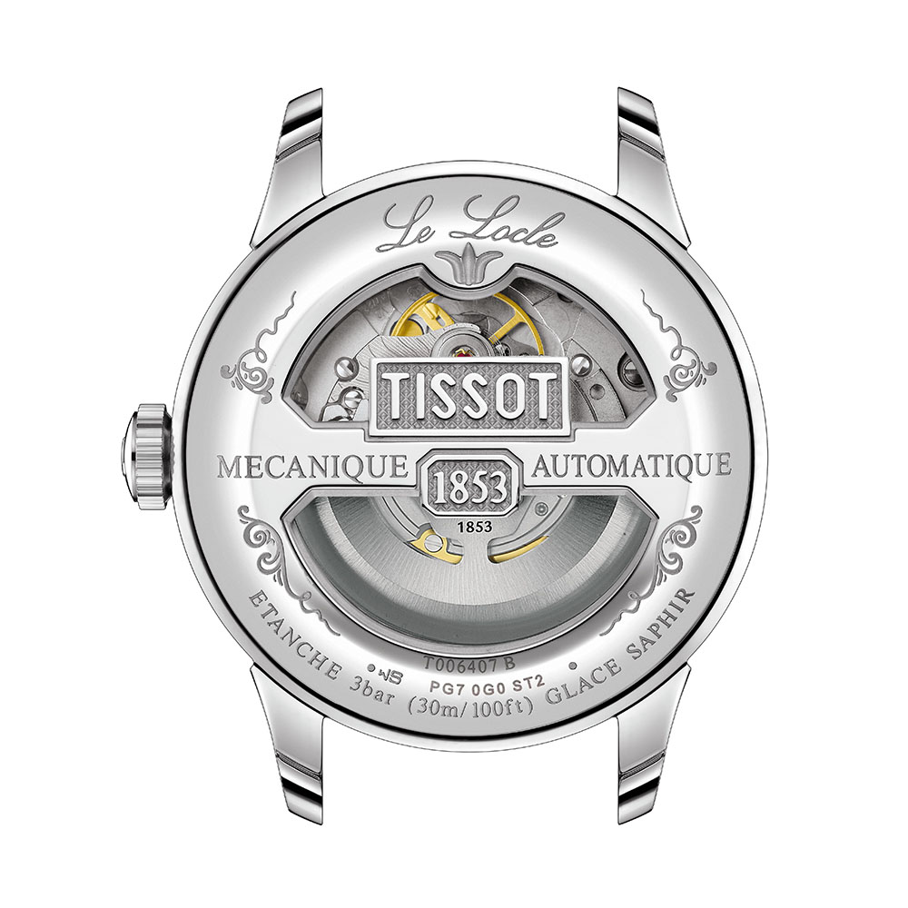 Tissot Le Locle Powermatic 80 Open Heart T006.407.11.033.02 Αυτόματο Ανοξείδωτο ατσάλι Μπρασελέ Ασημί χρώμα καντράν