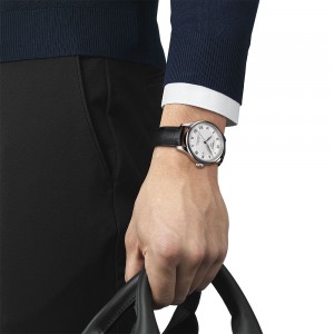Tissot Le Locle Powermatic 80 T006.407.16.033.00 Ανοξείδωτο ατσάλι Μαύρο ανάγλυφο δερμάτινο λουρί  Λατινική αρίθμηση