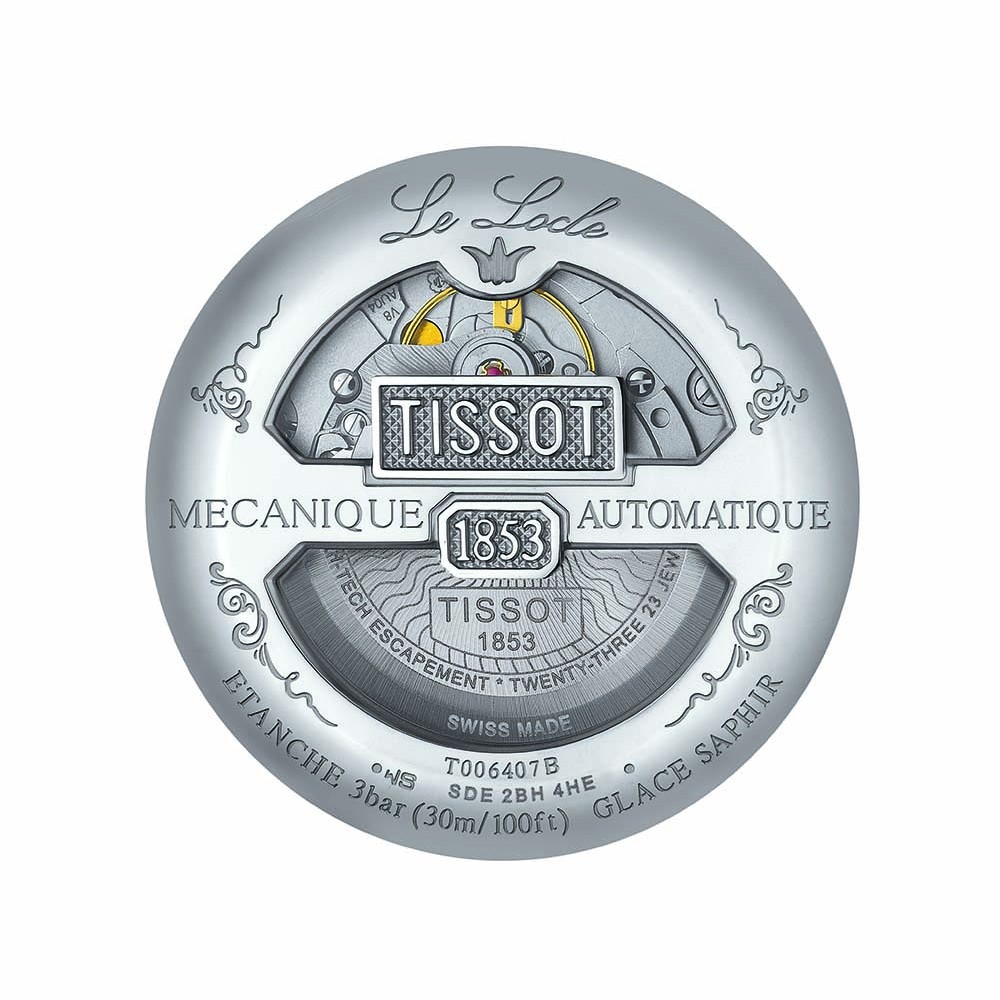 Tissot Le Locle Powermatic 80 T006.407.16.033.00 Ανοξείδωτο ατσάλι Μαύρο ανάγλυφο δερμάτινο λουρί  Λατινική αρίθμηση