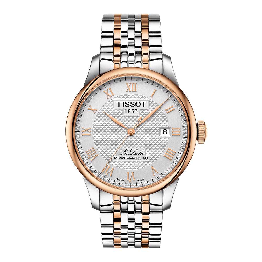 Tissot Le Locle Powermatic 80 T006.407.22.033.00 Αυτόματος Ανοξείδωτο ατσάλι Διμεταλλικό μπρασελέ Επιχρυσωμένη στεφάνη Ασημί χρώμα καντράν