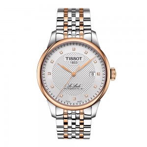 Tissot Le Locle Powermatic 80 T006.407.22.036.01 Automatic Stainless steel Bimetallic bracelet Plated bezel Silver color dial Latin numbered Diamonds