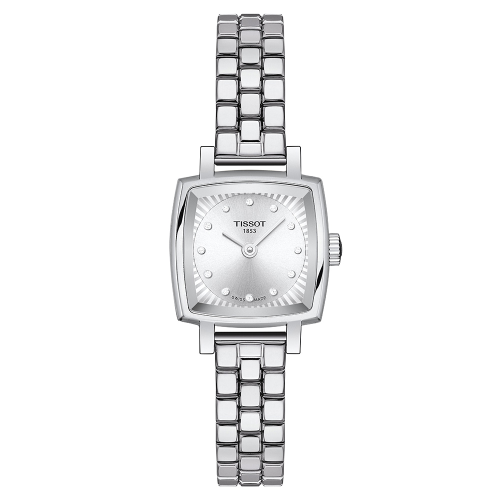 Tissot Lovely Square T058.109.11.036.01 Quartz Ανοξείδωτο ατσάλι Μπρασελέ Ασημί χρώμα καντράν Διαμάντια