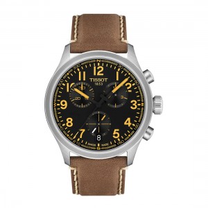 Tissot Chrono L T116.417.16.052.01 Ανοξείδωτο ατσάλι Καφέ δερμάτινο λουρί Μαύρο χρώμα καντράν