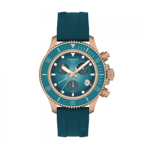 Tissot Seastar 1000 Chronograph 38mm T120.217.37.041.00 Quartz Ανοξείδωτο ατσάλι Τιρκουάζ καουτσούκ λουρί Τιρκουάζ χρώμα καντράν Καταδυτικό